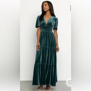 Baltic Born Teal Velvet Maxi Dress